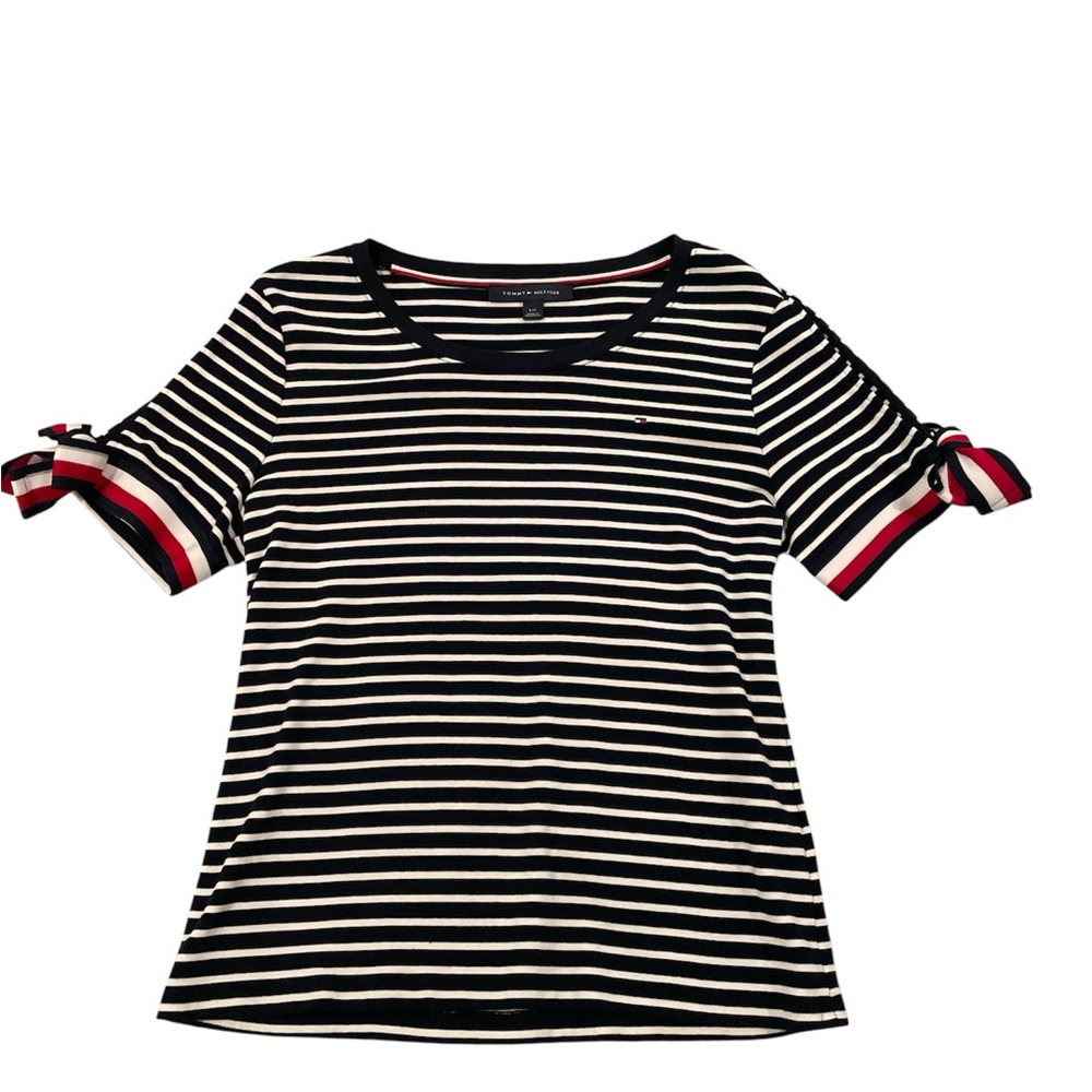 Tommy Hilfiger Women’s Navy Striped Blouse Size Large